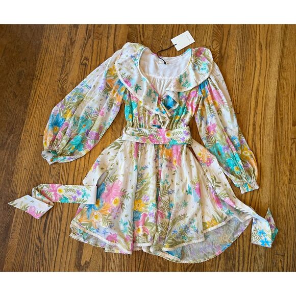 NWT SPELL & The Gypsy Floral Long Sleeve Lei Lei Mini Play Dress  Women's Sz XXS - Picture 4 of 14